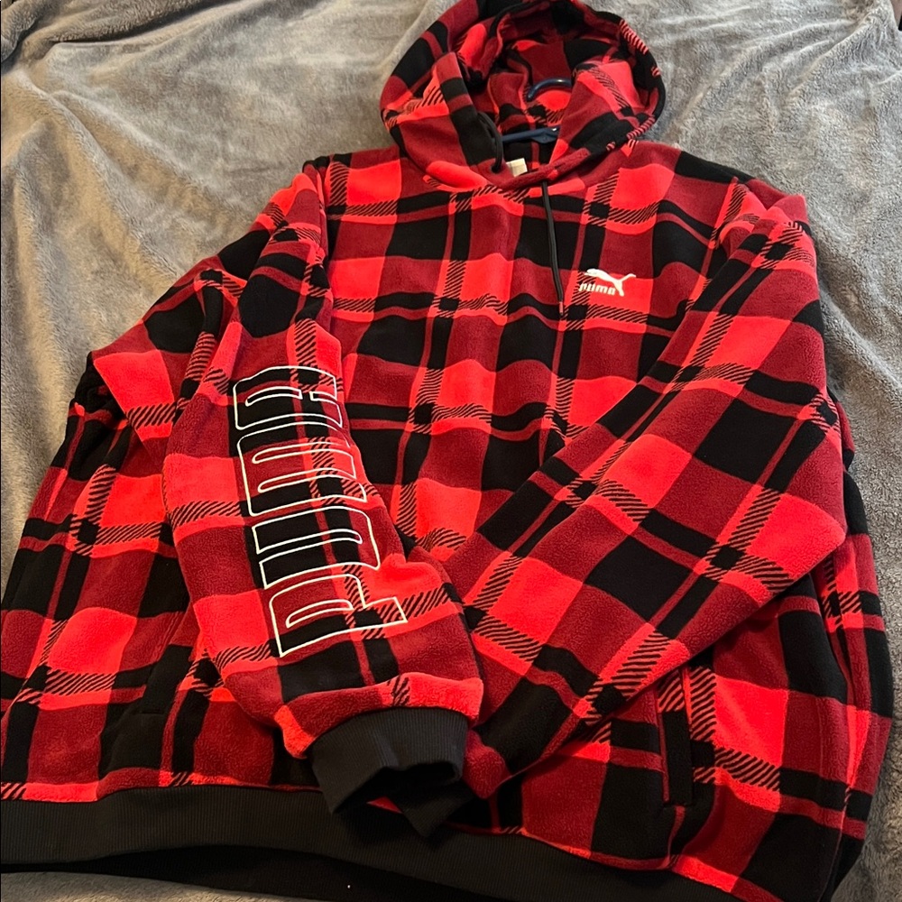 Puma Red and Black Checkered Hoodie